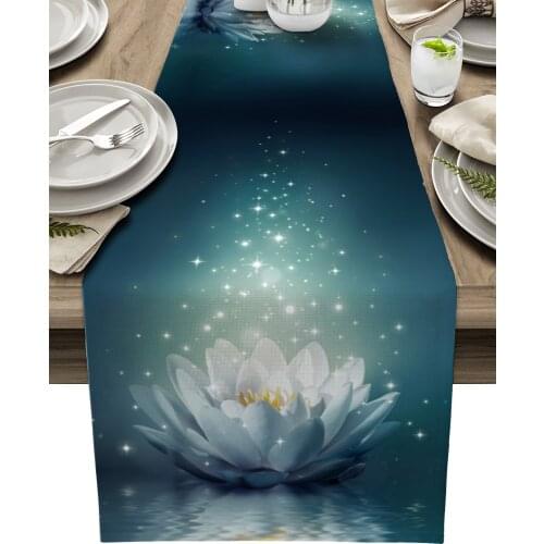 Magic Lotus On Water Surface Table Runner Luxury Dinning Decor Placemat Hotel Wedding Table Decor Tablecloth