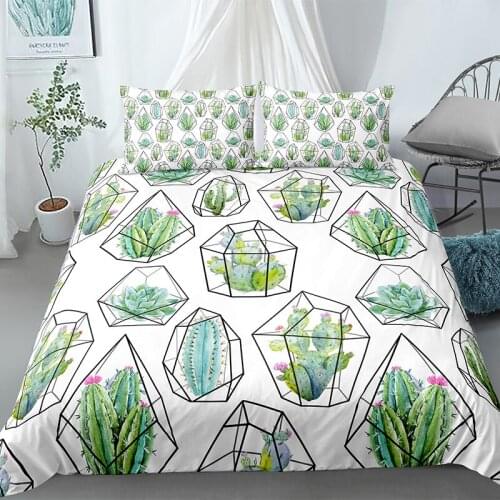 Fashion Cactus Printed Succulents Bedding Sets Home Decoration Quilt Duvet Cover Pillowcase Drop Shipping