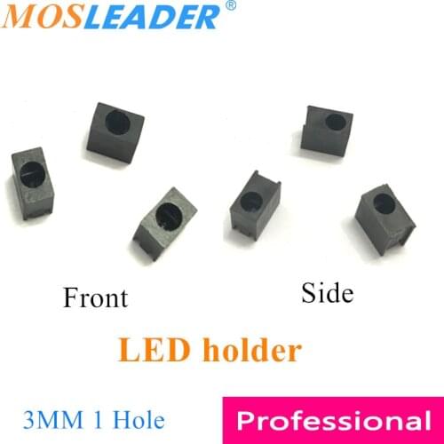 Mosleader 1000PCS F3 3mm LED holder 1 hole Black plastic holder Front Side Single hole Whitout Led Square Lamppost Lamp holder