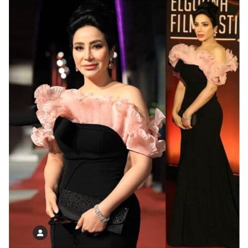 Muslim Dubai Evening Dresses Black Long Formal Gowns Celebrity Red Carpet Dresses Prom Vestidos De Festa