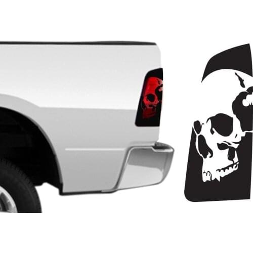 For Factory Crafts Skull Brakelight Decal Graphics Kit 3M Vinyl Wrap Compatible with Dodge Ram 2009-2018 - Matte Black
