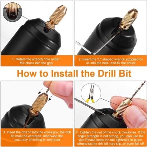 Electric Hand Drill Tools Set Electrical Pin Vise Kit with 10 Pcs Drill Bits for Resin Polymer Clay Jewelry Making