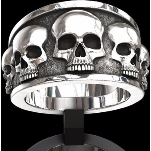 Stainless Steel Punk Style Biker Skull Finger Ring Skeleton Men Women Couple Rings Party Jewelry Personalized Gifts Size 7-12