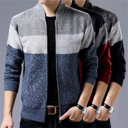 New Mens Sweaters Autumn Winter Warm Cashmere Zipper Cardigan Sweaters Man Casual Knitted Sweater coat