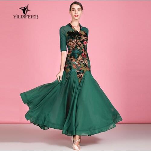 New velvet ballroom dance competition dress dance ballroom waltz dresses standard dance dress women ballroom dress 1879