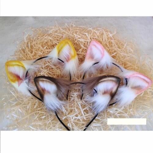 New Fold Style Cat Ears Hair Hoop Golden Brown Pink Color Headwear Hand Made Work For Cosplay Party Costume Accessories