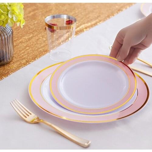 New Style disposable food grade plastic Western dishes are both hot and cold, which can be washed free for wedding party