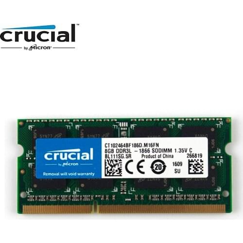 Crucial Memory RAM DDR3 8G 1866MHZ PC3L-14900 CL13 204pin 1.35V Laptop Memory SODIMM