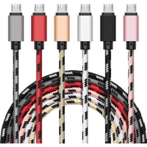 Wholesale 0.25m 1m 2m 3m USB 2.0 To Micro Cable Fabric Data Sync Charge Adapter for Samsung Galaxy HTC for Xiaomi 100pcs/lot