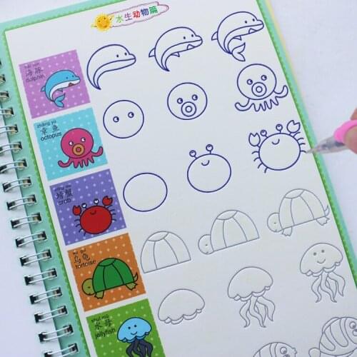 Recyclable groove practice Reusable copybook Kindergarten practice drawing book Preschool children drawing Coloring book Kids