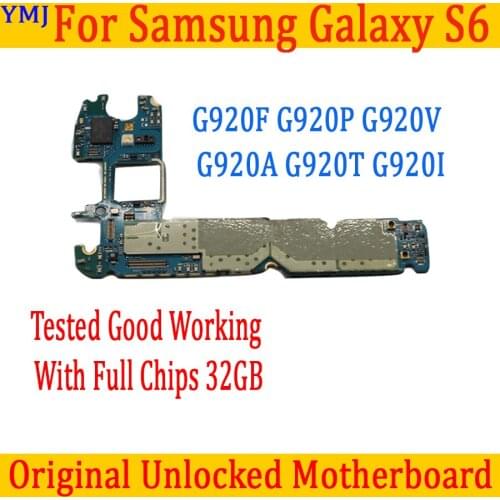Full Chips for Samsung Galaxy S6 G920F G920V G920I Motherboard 32GB Original unlocked Logic board Good Tested