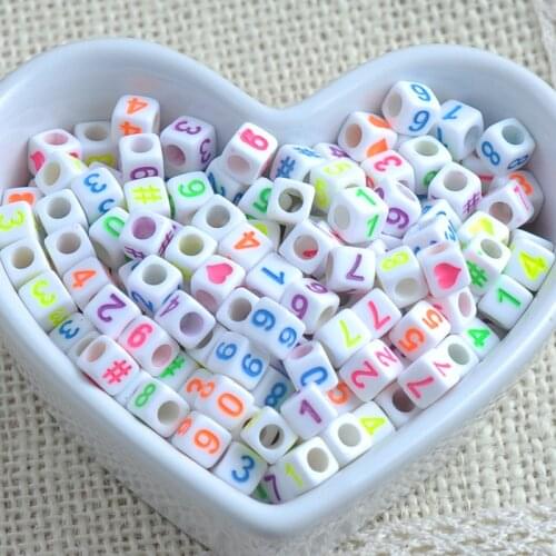 Mixed Color Acrylic number square Beads Spacer Beads For Jewelry Making 6x6mm 200PCs YKL0214X