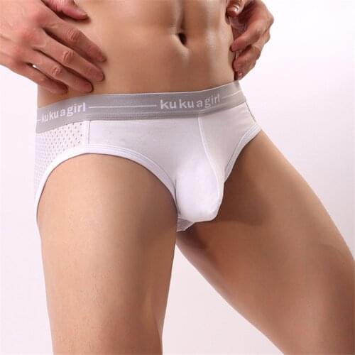 Sexy Underwear Men Briefs Shorts Cotton Mesh Panties Man Low Rise U Convex Pouch Underpants Cueca calzoncillo Large Size L-3XL