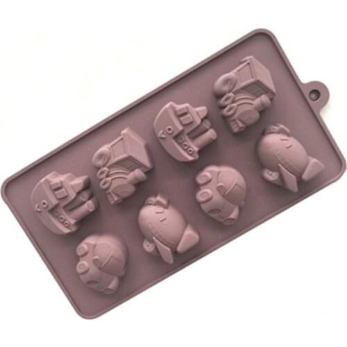 Hot Sale DIY Car Airplane Boat Train 8 Cavity Silicone Mould Tray Maker Chocolate Candy Ice Jelly Mold Cookies Biscuit Moulds