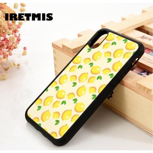 Iretmis 5 5S SE 2020 6 6S Silicone Rubber Phone Case Cover for iPhone 7 8 Plus X Xs 11 12 MINI Pro Max XR Yellow Lemons Pattern