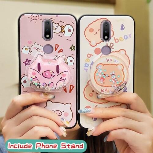 Silicone Kickstand Phone Case For Nokia 2.4 glisten New Arrival drift sand Soft Case For Girls