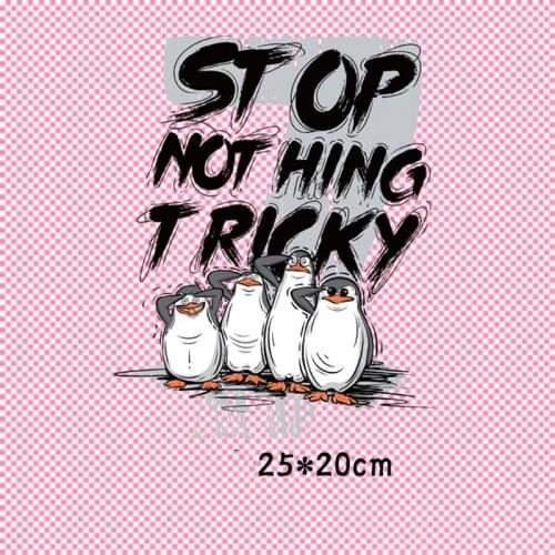 Lovely Patch deal with it Clothes Heat Transfer Printing Cartoon Letter Penguin Iron on Patches for Clothing kids 3D Stickers