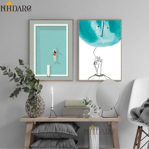Modern Simple Minimalist Swimming Pool Canvas Print Painting Poster Art Wall Pictures for Living Room Home Decor Wall Decor