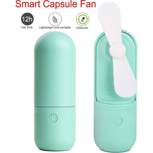 Smart Capsule Fan Portable Handheld with Rechargeable Built-in Battery 800mA USB Port Handy Air Cooling Mini Fan for Smart Home