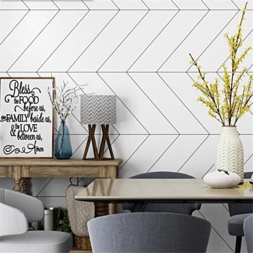 Wellyu Nordic style wallpaper ins modern minimalist white wood grain geometric dining room living room background wallpaper