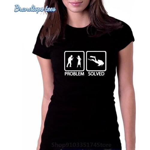 Problem Solved Tshirt Scuba Diving T-Shirts Graphic Short Sleeve Diver Gifts T Shirt Lady Wife Funny Brand Tops Women Humor Tees