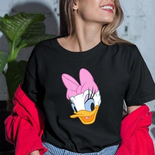 Harajuku Style Women T-shirt Disney Summer Daisy Pattern Top Black White T Shirt Female Dropship Four Seasons Outdoor Casual Tee
