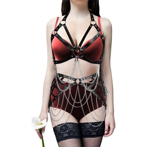 Punk Lingerie Garment Accessories Harness For Woman Leather Belt Metal Female Harajuku Goth Holographic Clothes Gothic Style
