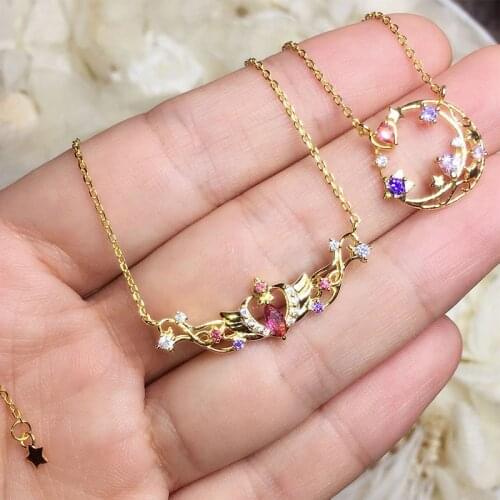 Anime Sailor Moon Princess Serenity Necklace Pendant 925 Sterling Silver Jewelry For Women Girls Birthday Gifts Cosplay Props