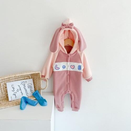 Winter New Baby Girls Pink Color Thicken Bodysuit
