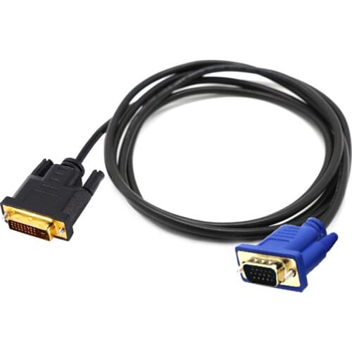 1pc DVI-I DVI To VGA D-Sub Video Adapter Cable Converter Leads 1080P HD Quality for Windows MAC OS 8.6 9 Systems or Above Light