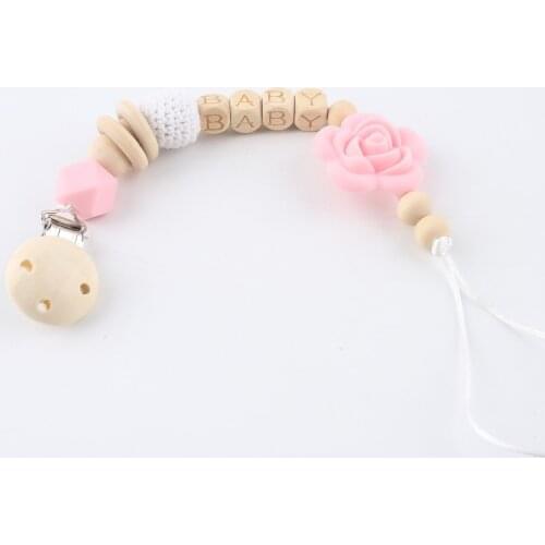 1pc Personalise Name Pacifier Clip Chain Nursing Teething Silicone Beads Pendant Dummy Clip For Kids Products Baby Teether