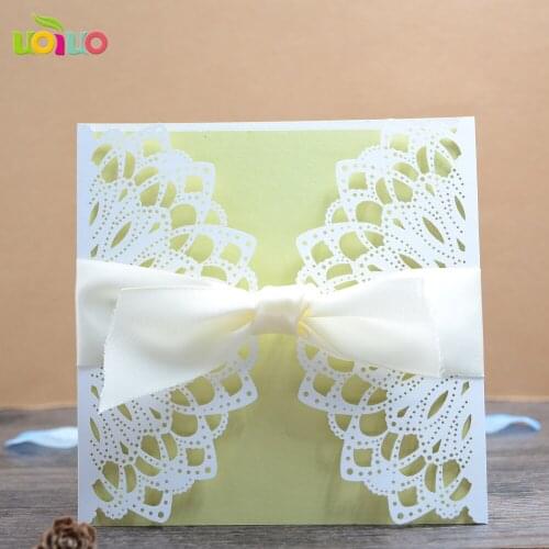 10sets hot sell luxurious laser cut wedding invitation card with small printing tags and envelops, matching rsvp cards