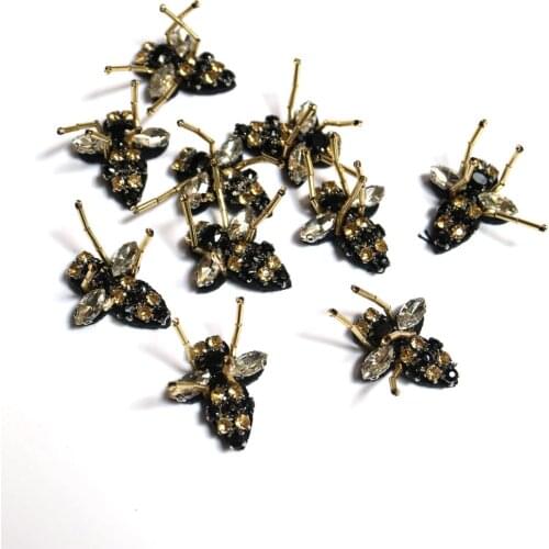 10pcs/lot insect bee Rhinestone beaded patches for Clothing Sew on Sequin Applique anime decorative parches for clothes backpack