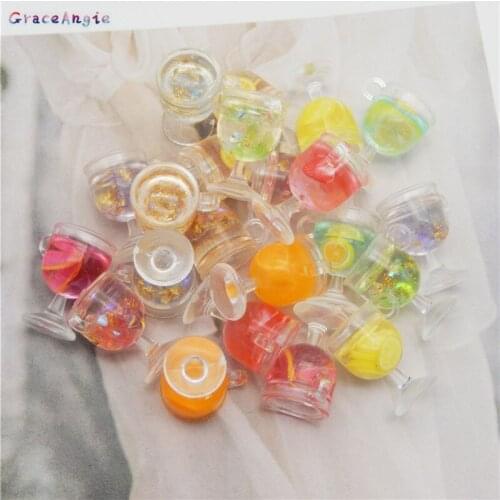 10Pcs Resin Wine Glass Juice Charms For Necklace Pendnat Cute Cup Charms For Summer Earrings DIY Food&Beverages Handmade 12*18mm