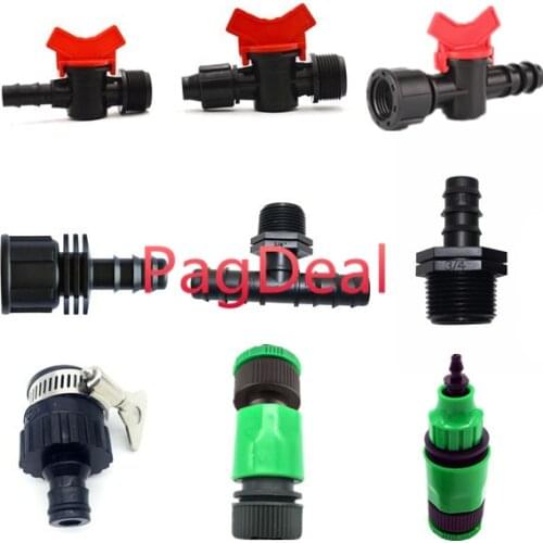 20pcs 16mm Hose Barbed Greenhouse Garden Drip Irrigation Connector G1/2 G3/4 Water Control Valve Faucet Fitting Tap Switch