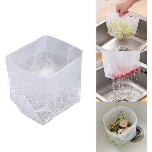 30/60Pcs Kitchen Sink Filter Garbage Bag Drain Bag Vertical Disposable Garbage Bags Food Waste Collection Hole Mesh Draining Bag