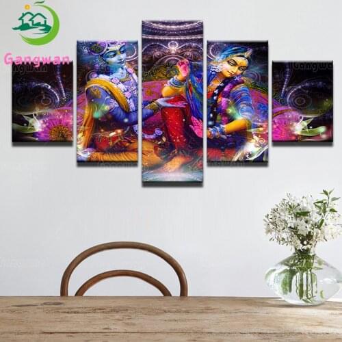 5 Pieces India Myth Vishnu And Lakshmi diamond mosaic Shiva & Parvati Painting with diamond embroidery painting full drill decor