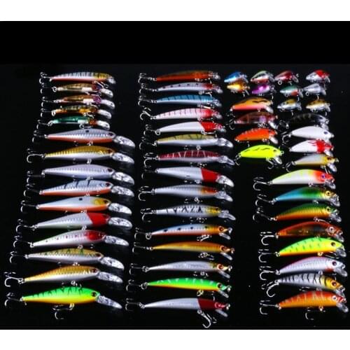 56PCS Fishing Lures Set Mixed Minnow Lot Lure Bait Crank bait Tackle Bass Freshwater Crank Artificial Hard Bait Fishing Supply
