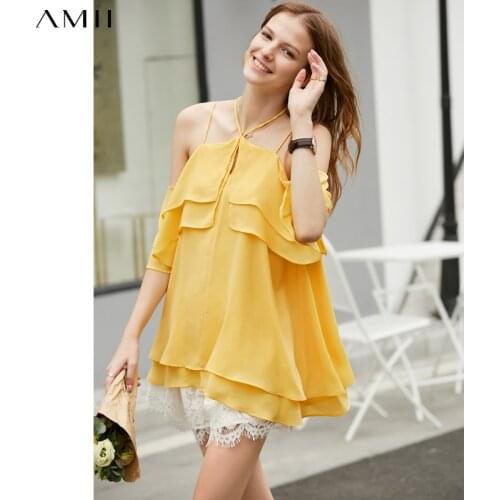 Женские рубашки с рюшами Amii China At AliExpress