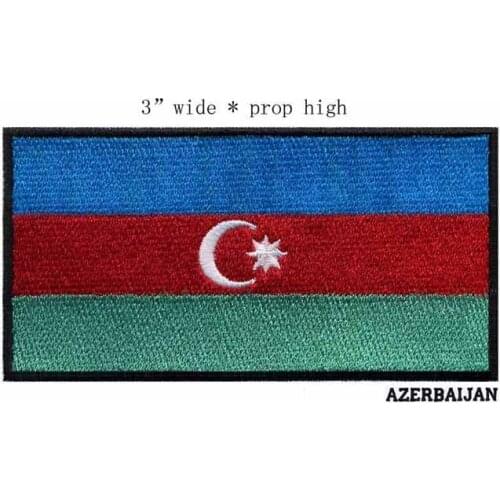 Azerbaijan 3" wide embroidery flag patch embroidered logo iron patch/applique badge/all for sewing
