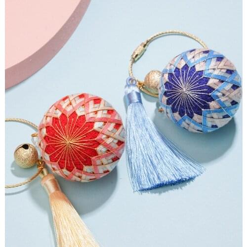 Diy Embroidery Keychain Man Material Package Key Chain Women Key Holder Couple Keyring Chinese Style Key Ring Pendant Porte Clef