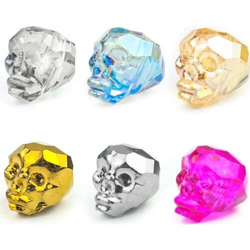 5PCS Skull Crystal Beads Faceted Glass Loose Spacer Charms Bead for Jewelry Findings Making Accessories Handmade DIY Bracelet