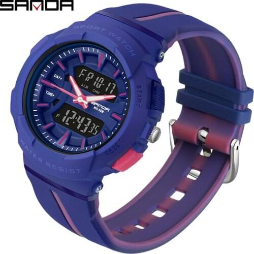 Fashion Sanda Top Brand Watch Men Luxury Analog Digital Outdoor Military Sport Led Waterproof Reloj Hombre Relogio Masculino