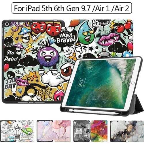 MTT Case For iPad 9.7 With Pencil Holder 2017 2018 Soft TPU+PU Leather Flip Smart Shell For iPad Air 1 Air 2 5th 6th Gen Fundas