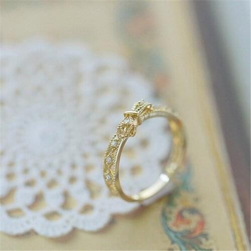 Zircon Engagement Ring Fashion Crystal Bow Ring Wedding Banquet Lady Cubic Bow Ring