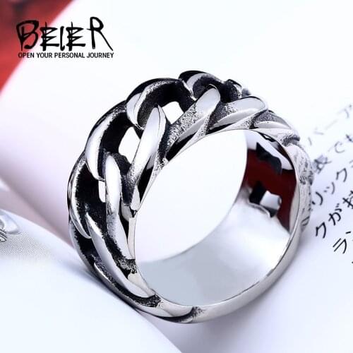 Beier new store 316L Stainless Steel high quality ring Gothic chain ring personality retro Fashion jewelry BR8-175