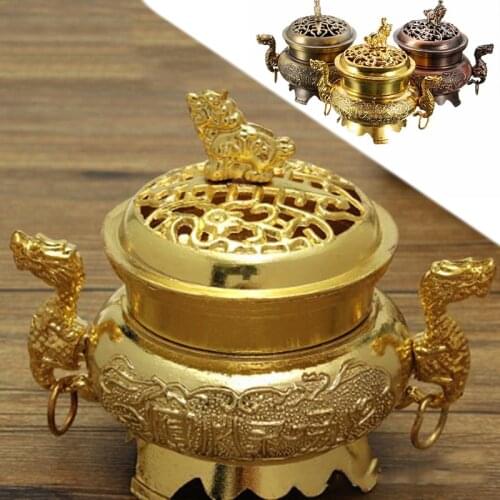 Alloy Vintage Design Tibetan Style Mini Alloy Bronze Incense Burner Censer Metal Craft Home Decor Buddhist Living Supplies