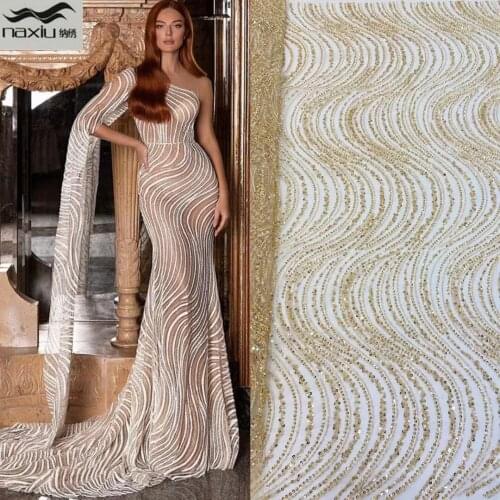Madison African Lace Fabric 2021 High Quality Handmade Beaded Lace French Embroidery Tulle Lace Fabric For Nigerian Party