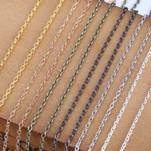 Mibrow 5m/lot Width 2mm Metal Iron Rolo Link Chains Bulk Gold Silver Color Necklace Chains Bracelet For Jewelry Making Findings