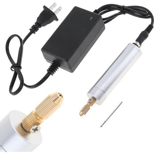 Mini DC 5V-6V Electric Motor Hand Drill Rotary Tool with With Drill Chuck and Power Adapter for Plastic Wood Hole Power Tool